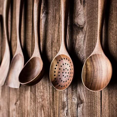 Elegant Teak Wood Utensil Set for Stylish Cooking