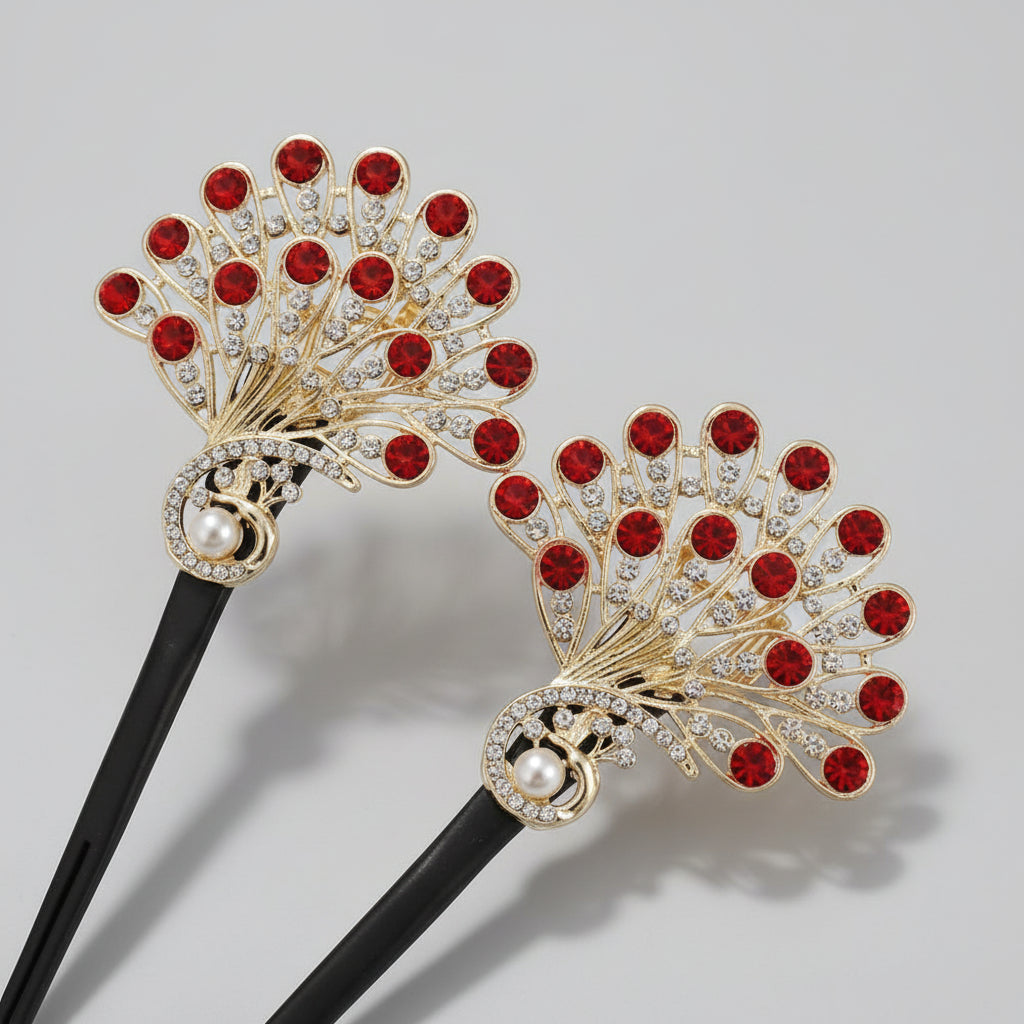 Elegant Feathered Gemstone Hair Clip for Chic Styles