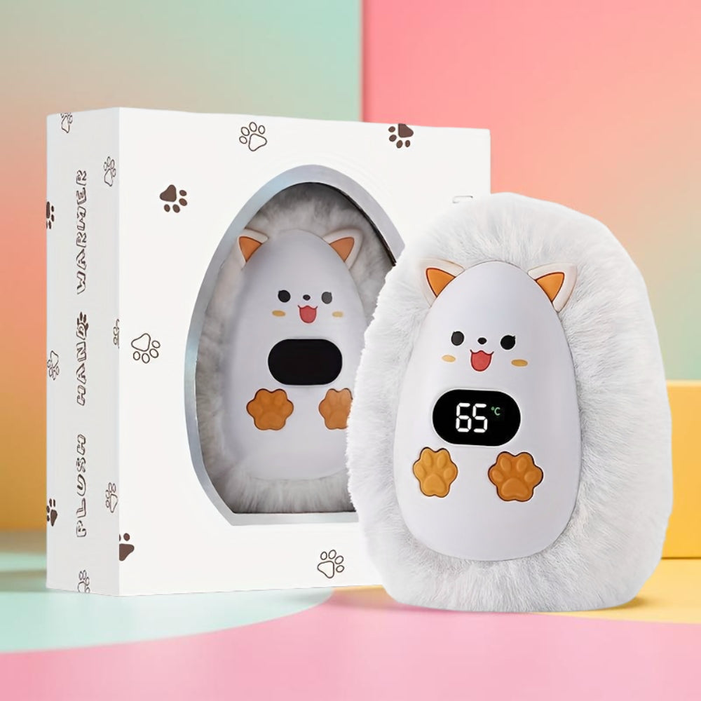 CozyCharge Portable Plush Hand Warmer with LCD Screen