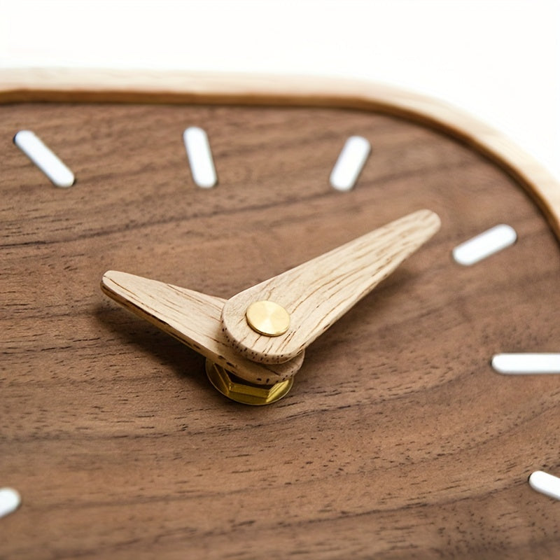 Elegant Oak & Walnut Desk Clock with Whisper-Quiet Mechanism