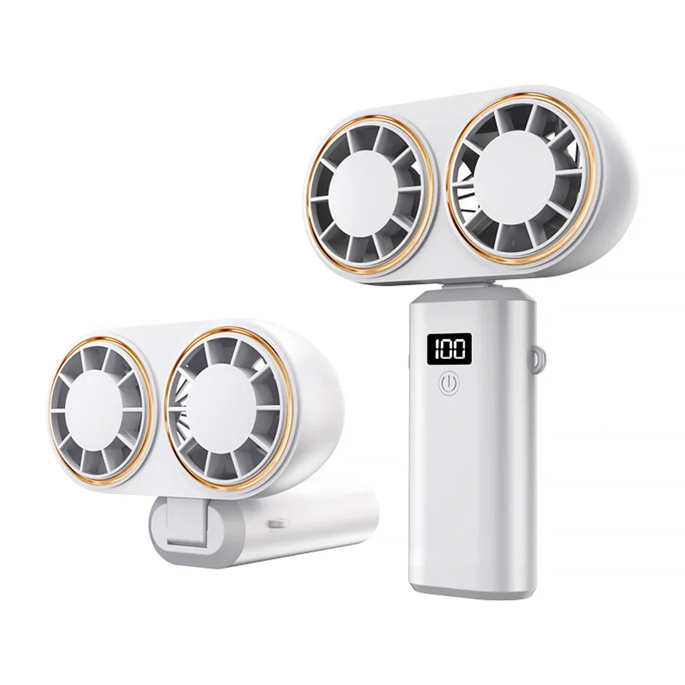 Mini Portable Handheld Fan with Dual Cooling and 5 Speed Settings