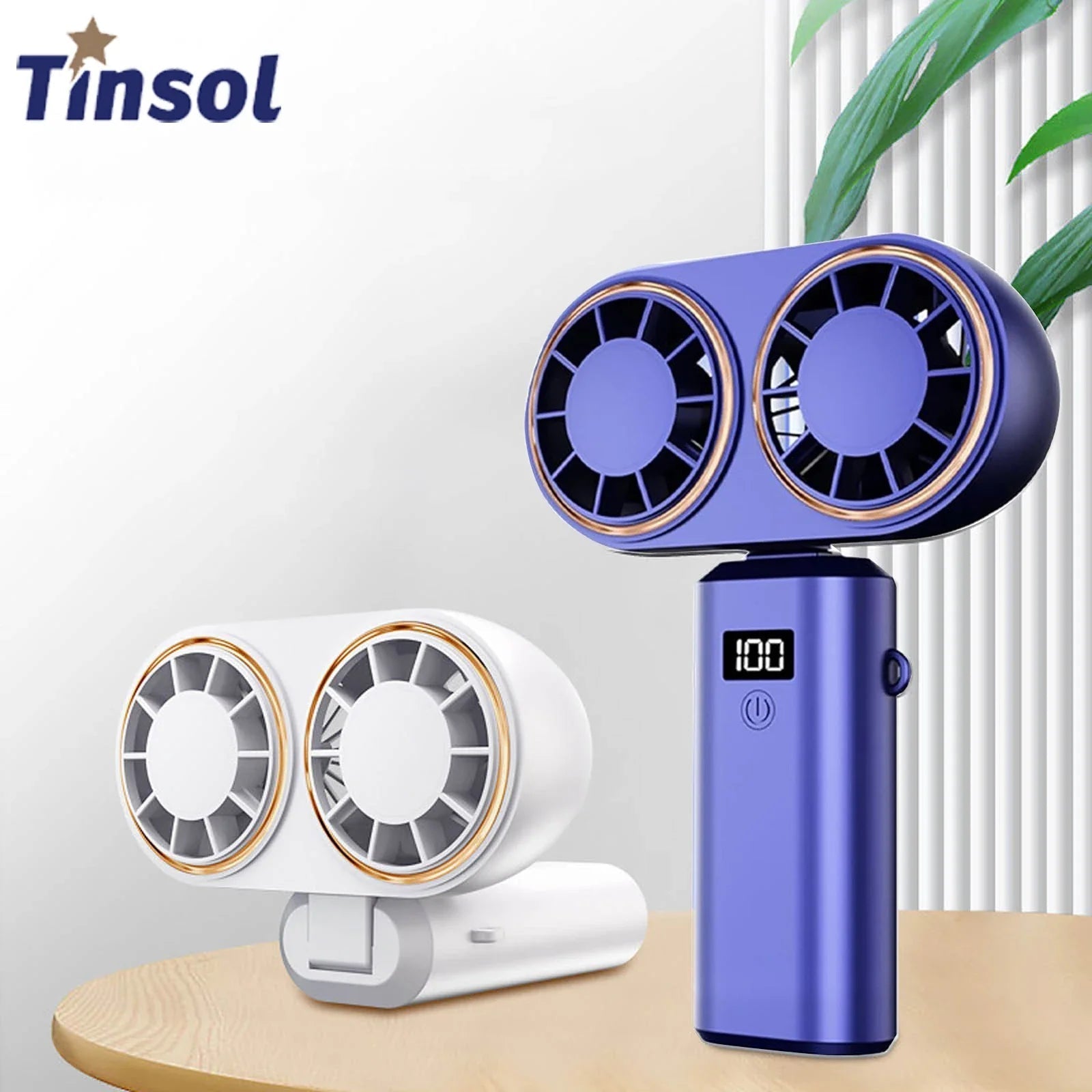 Mini Portable Handheld Fan with Dual Cooling and 5 Speed Settings