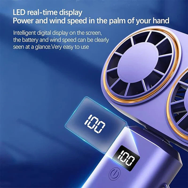 Mini Portable Handheld Fan with Dual Cooling and 5 Speed Settings