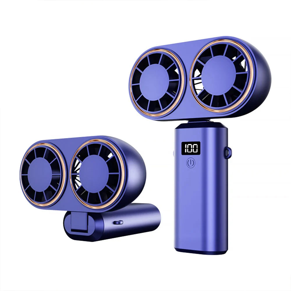 Mini Portable Handheld Fan with Dual Cooling and 5 Speed Settings