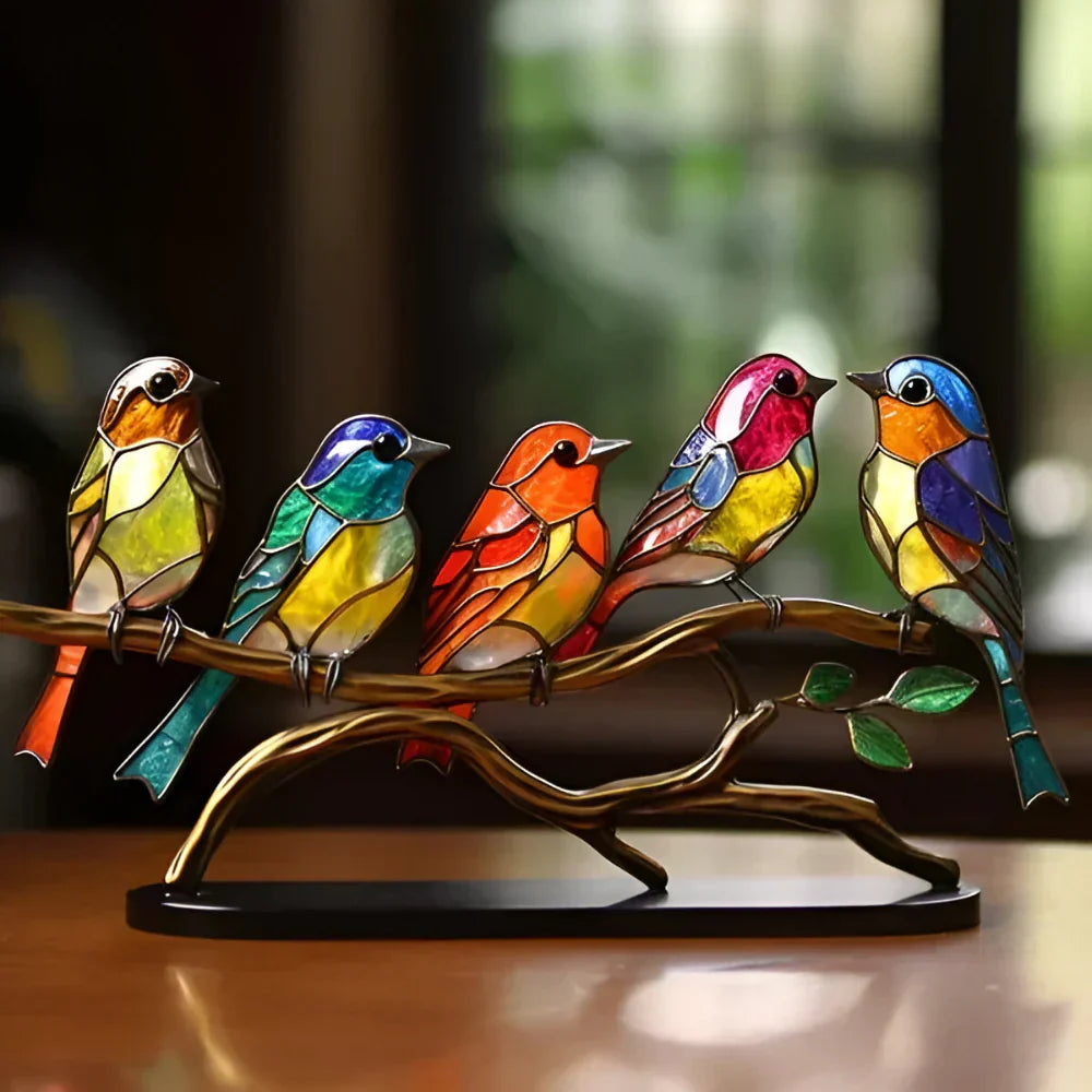 Vibrant Glass Avian Sculpture for Stylish Home Display