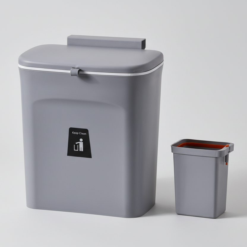 Space-Saving Kitchen Waste Bin with Easy-Access Lid