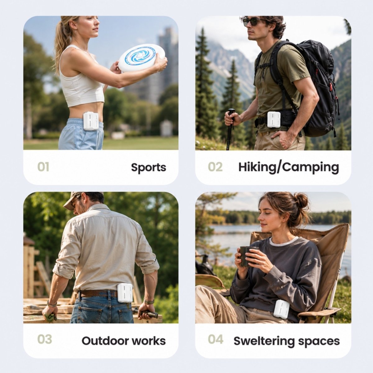 Portable Clip-On Waist Fan with Turbine Airflow and 4500mAh Battery