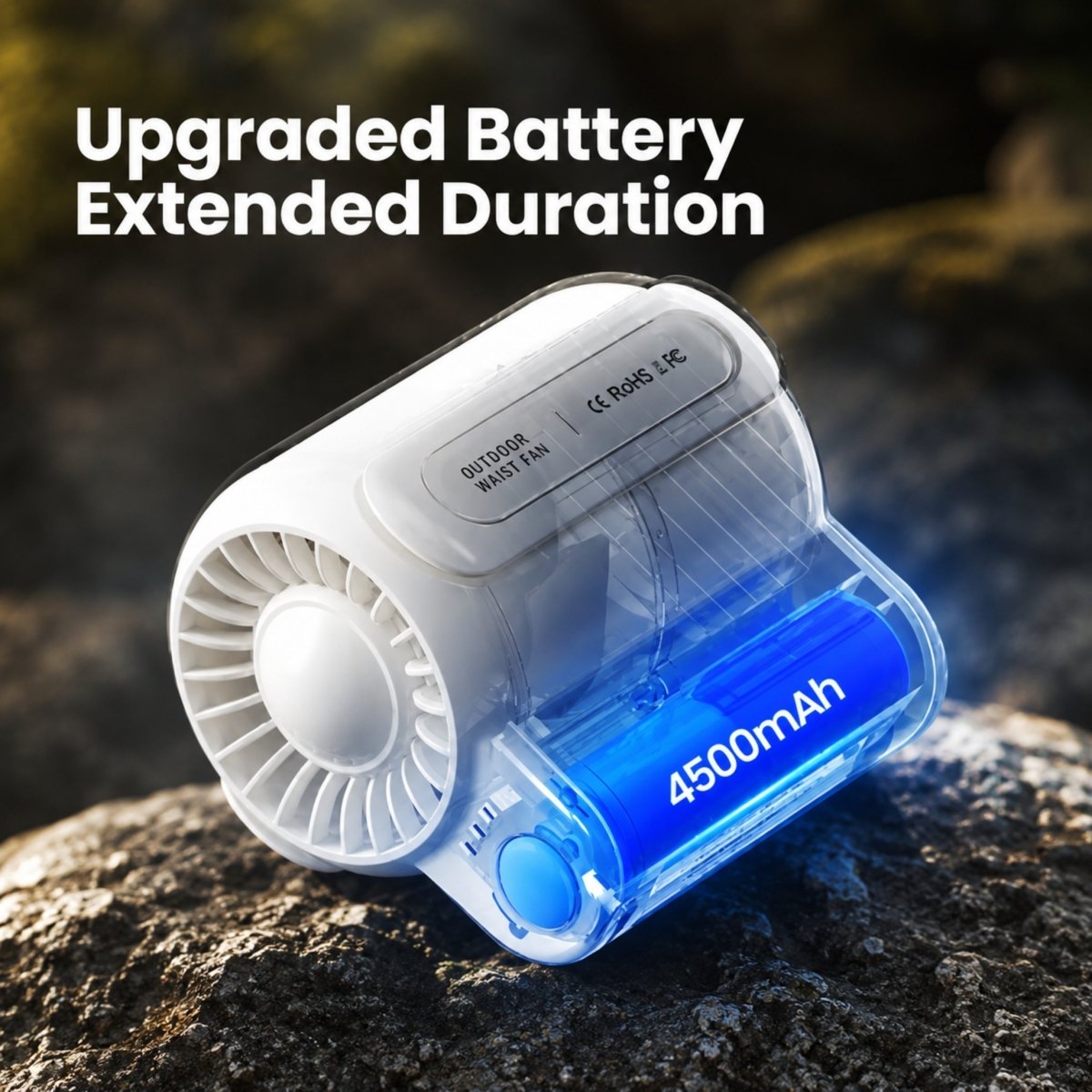 Portable Clip-On Waist Fan with Turbine Airflow and 4500mAh Battery