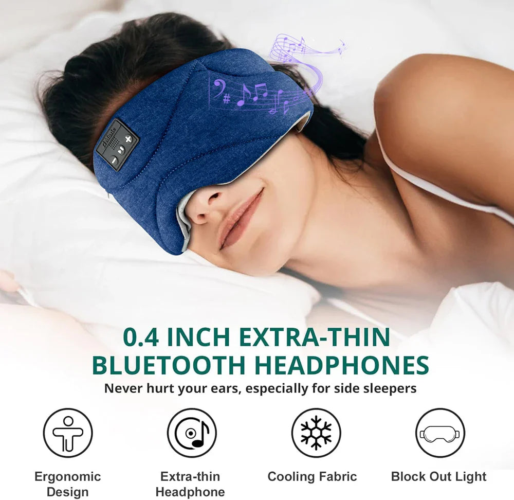 Bluetooth Eye Mask for Sleep - 100% Light Blocking with Soft Speakers, Ideal for Side Sleepers