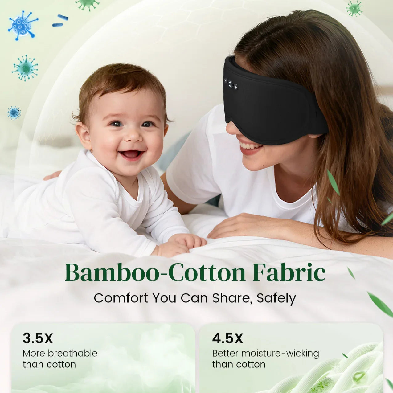 Bluetooth 5.4 3D Eye Mask for Sleep - Breathable, Light Blocking, Zero Pressure