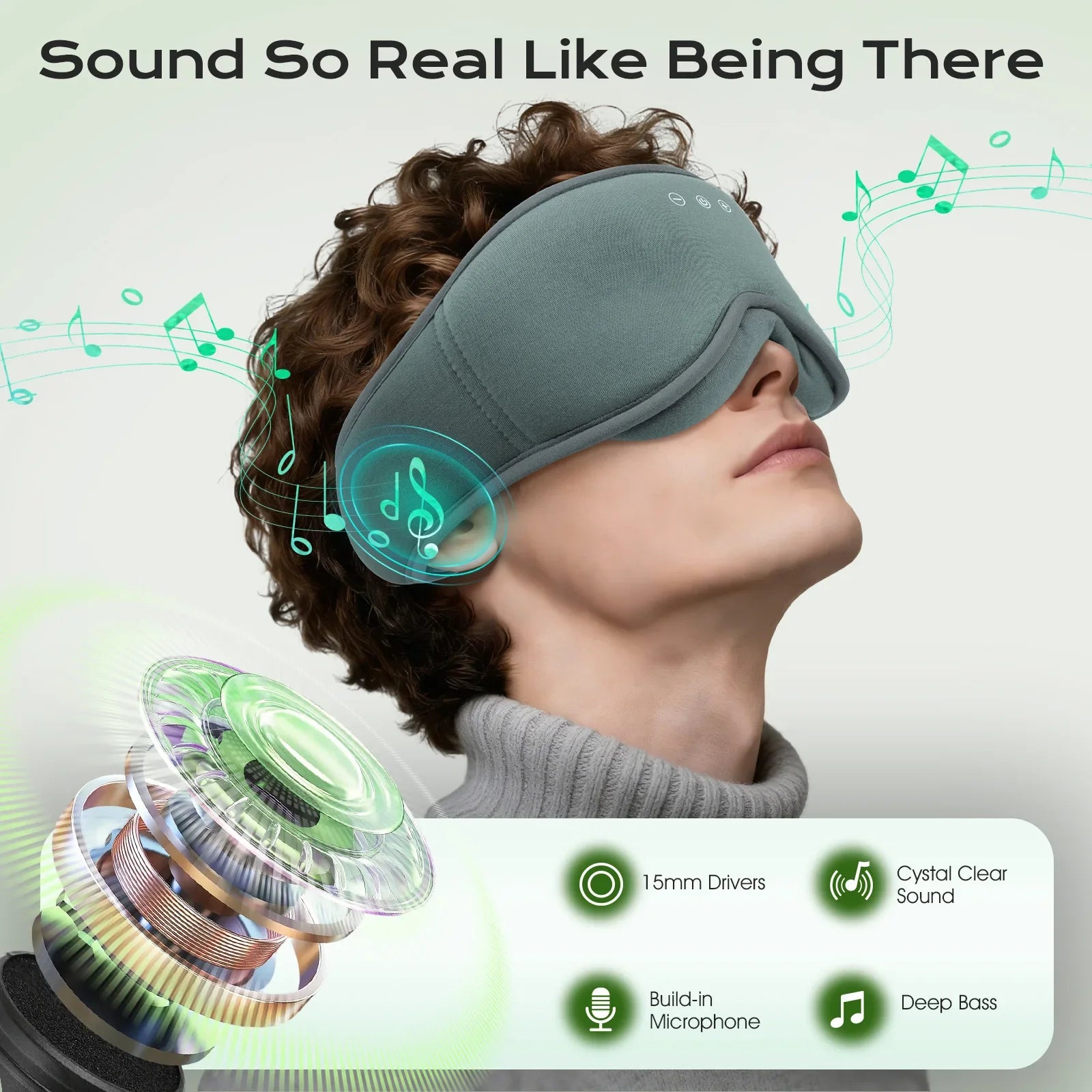 Bluetooth Sleep Eye Mask with 3D Light Blocking Design and Binaural Sound