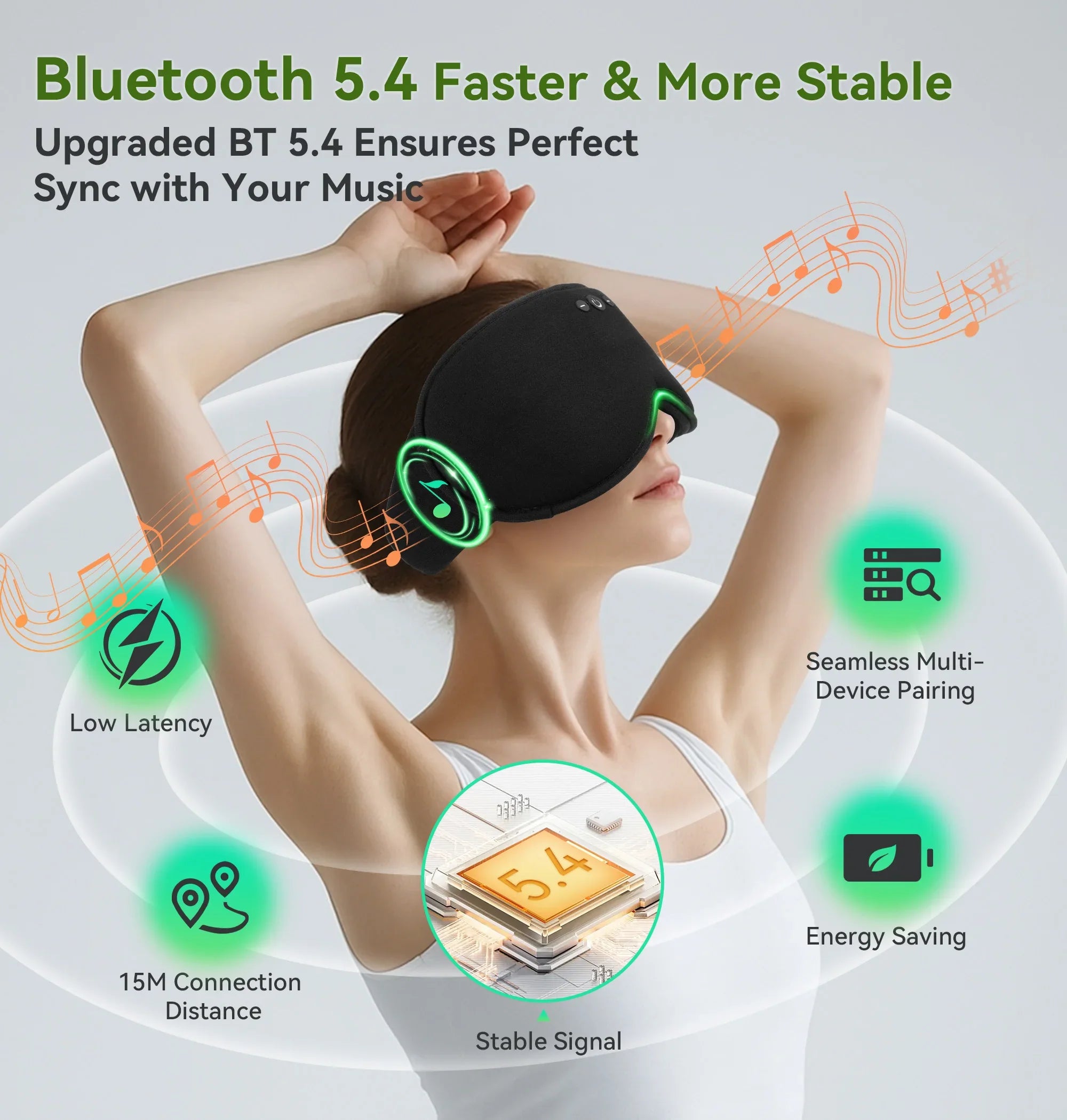 Bluetooth 3D Eye Mask for Sleep - Light Blocking and Music Playback
