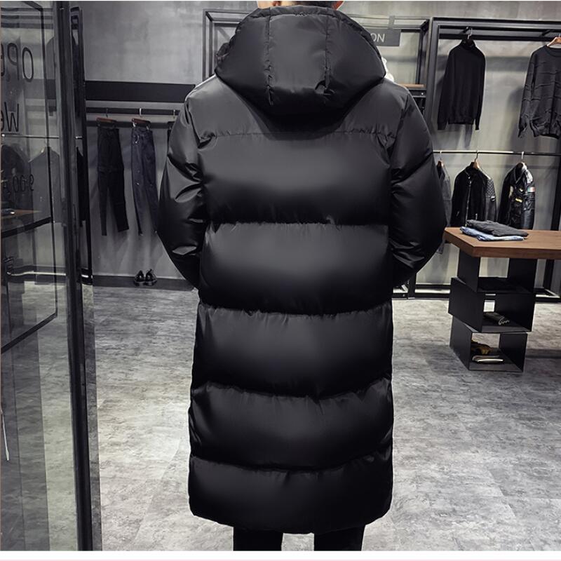 Sleek Black Long Winter Coat for Men with Faux Fur Collar