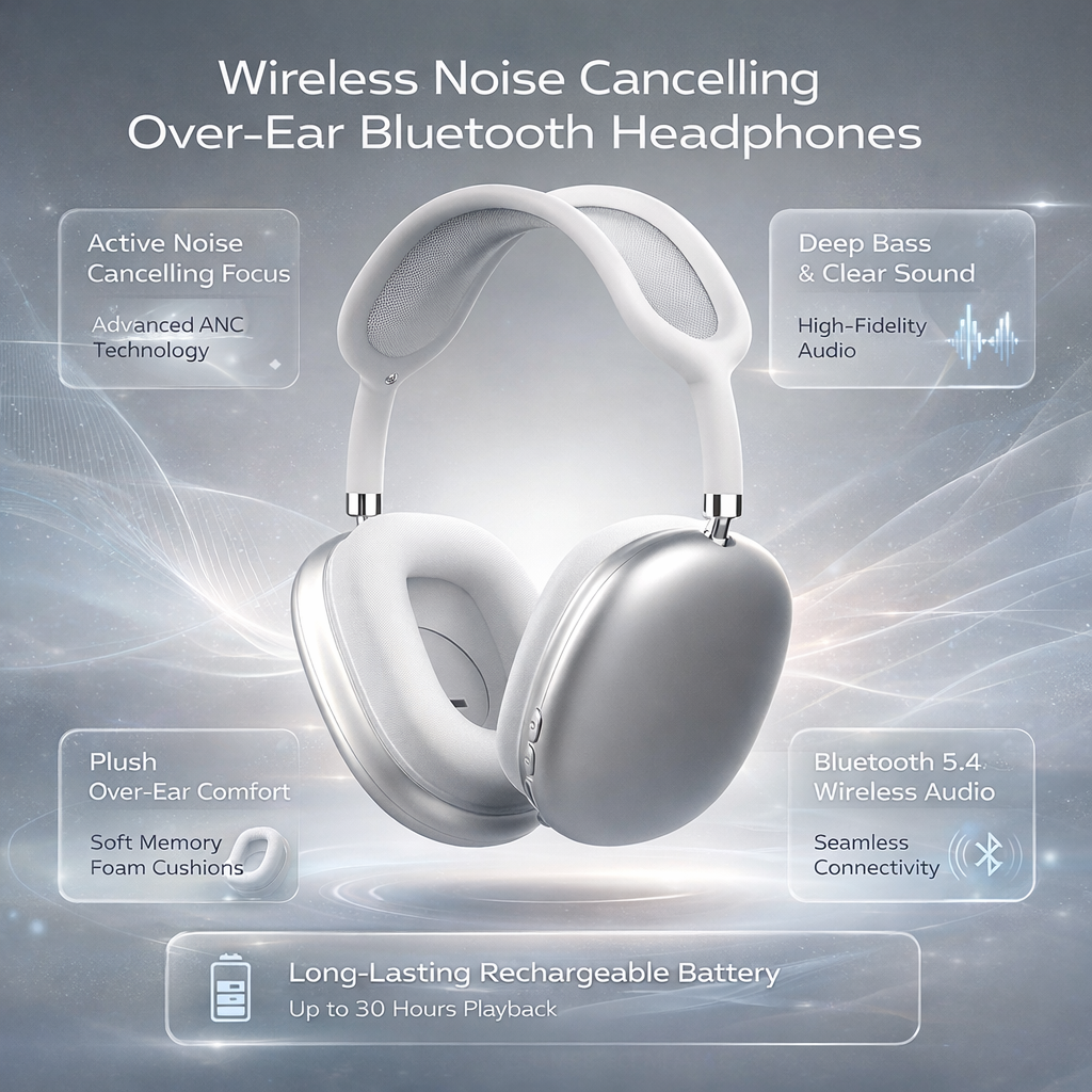 Wireless Over-Ear Headphones with Active Noise Control