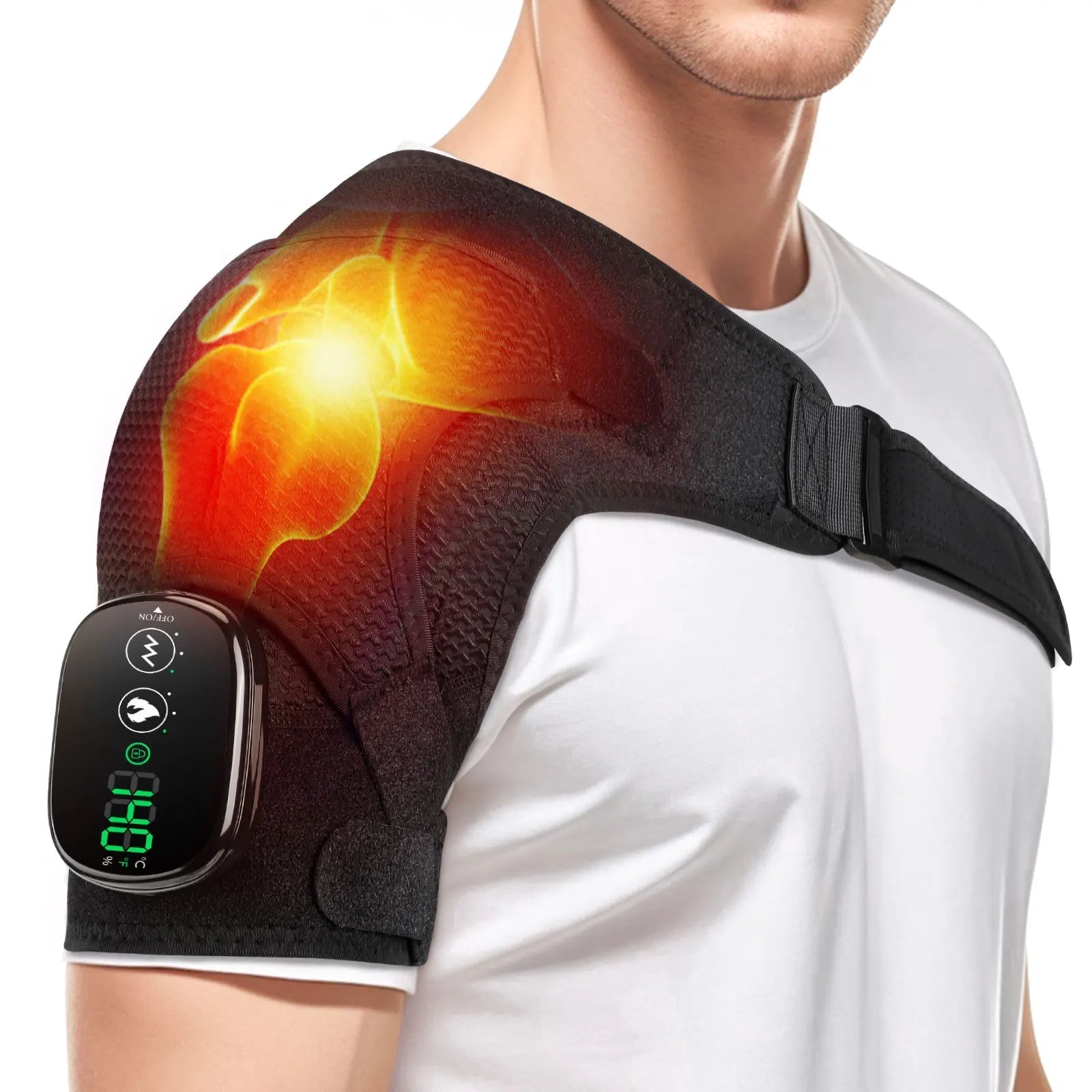 Adjustable Warmth & Vibration Shoulder Support Brace for Pain Relief