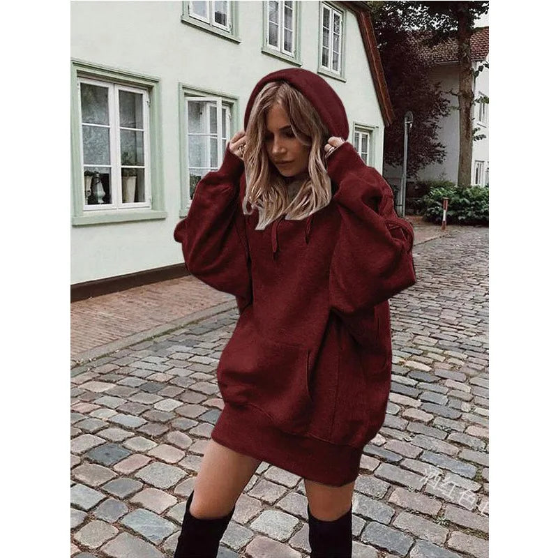 Hoodie Dress | Oversized Fit | Comfortable Casual Wear | Polyester