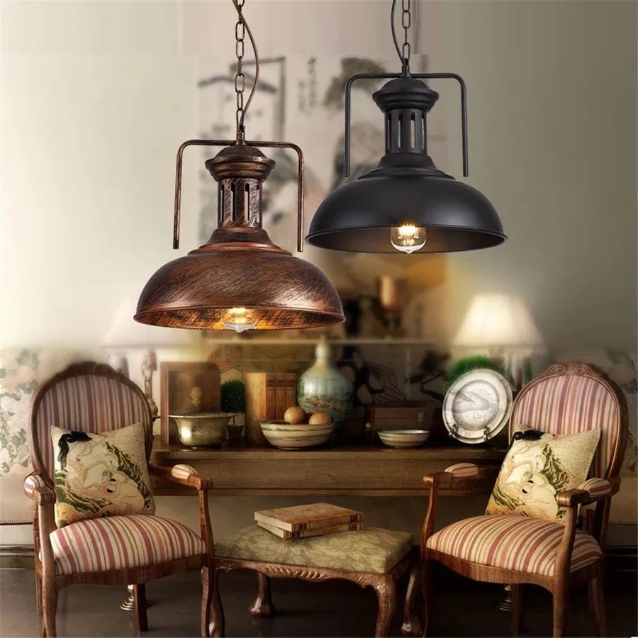 Rustic Charm Pendant Light - Iron Hanging Lamp for Home Decor