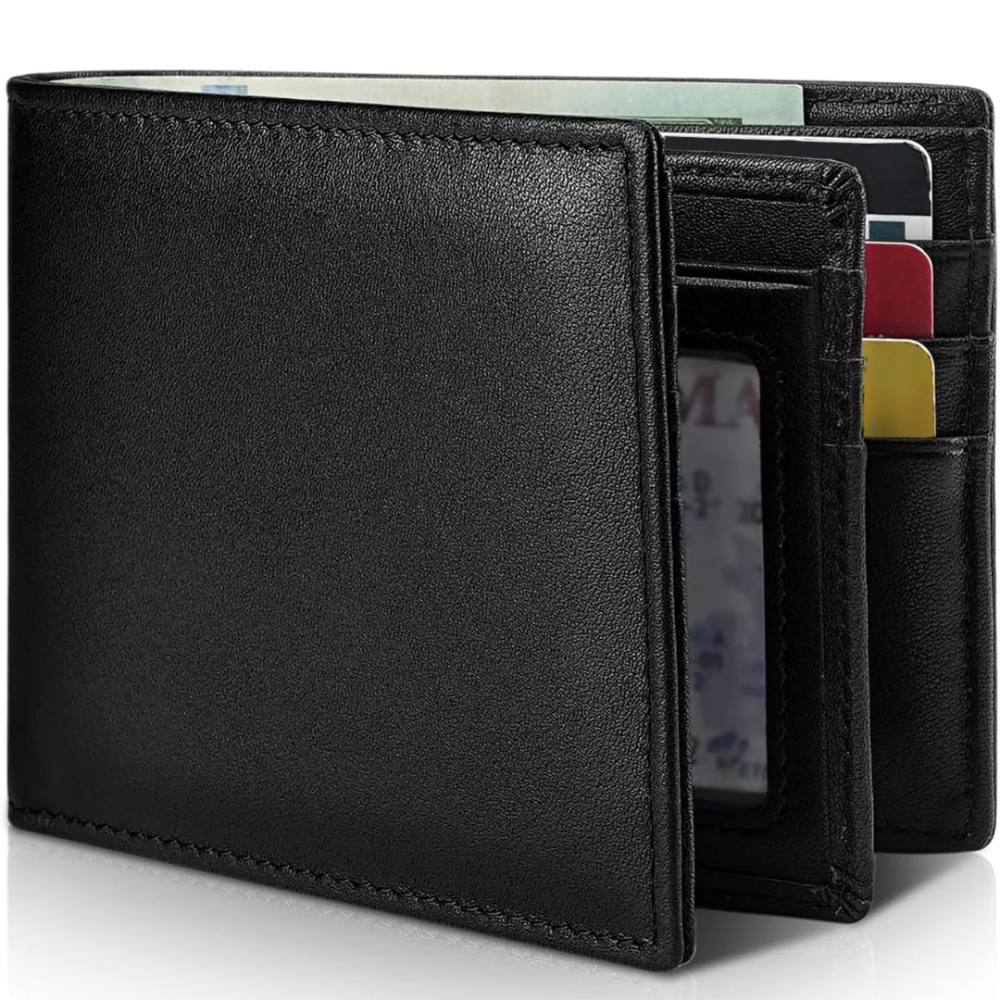 RFID-Blocking Bifold Wallet for Men in Genuine Leather