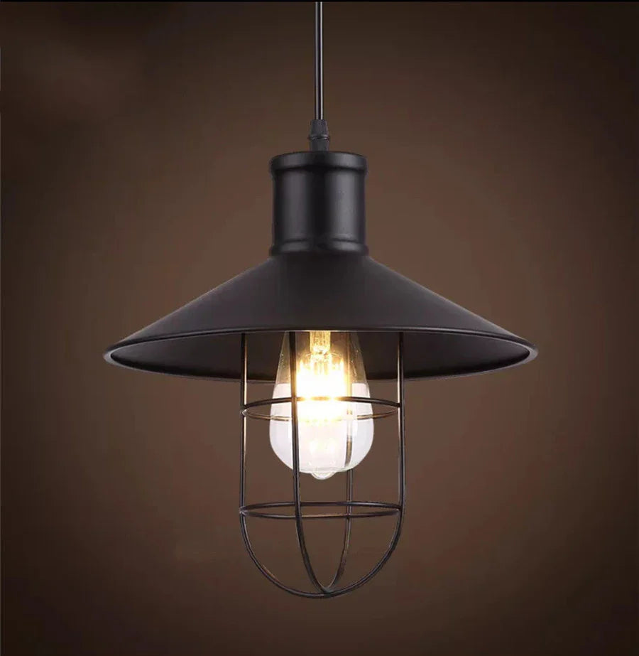 Rustic Charm Pendant Light - Iron Hanging Lamp for Home Decor