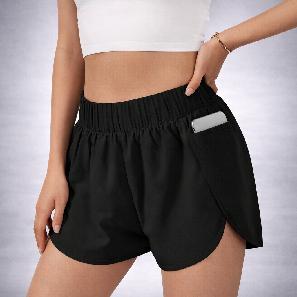 Comfortable High-Rise Athletic Shorts with Secure Pockets