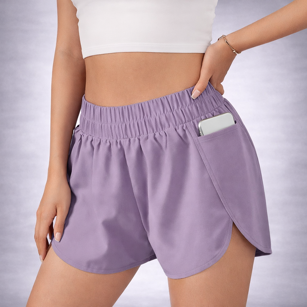 Comfortable High-Rise Athletic Shorts with Secure Pockets