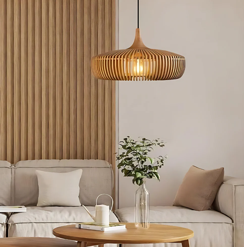 Ceiling Pendant Light in Solid Wood – Japandi Style for Cozy Atmosphere