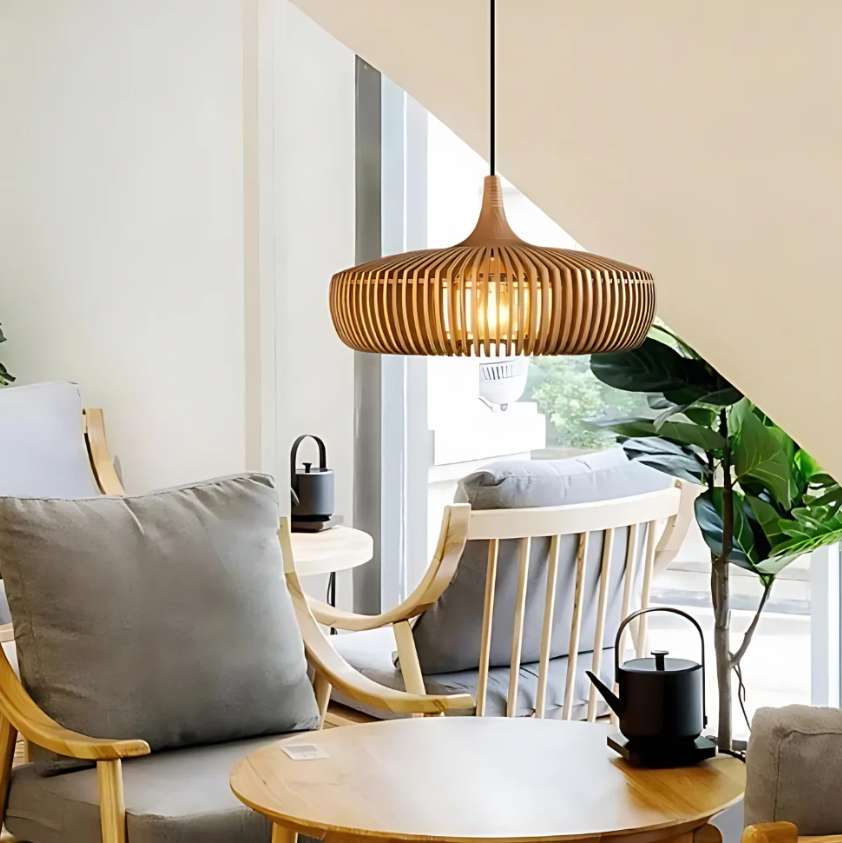 Ceiling Pendant Light in Solid Wood – Japandi Style for Cozy Atmosphere