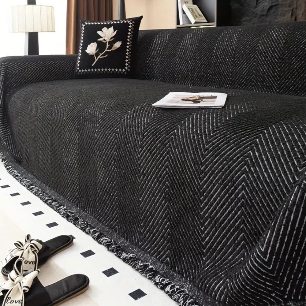 ElegantGuard Herringbone Sofa Protector, Water-Resistant & Secure