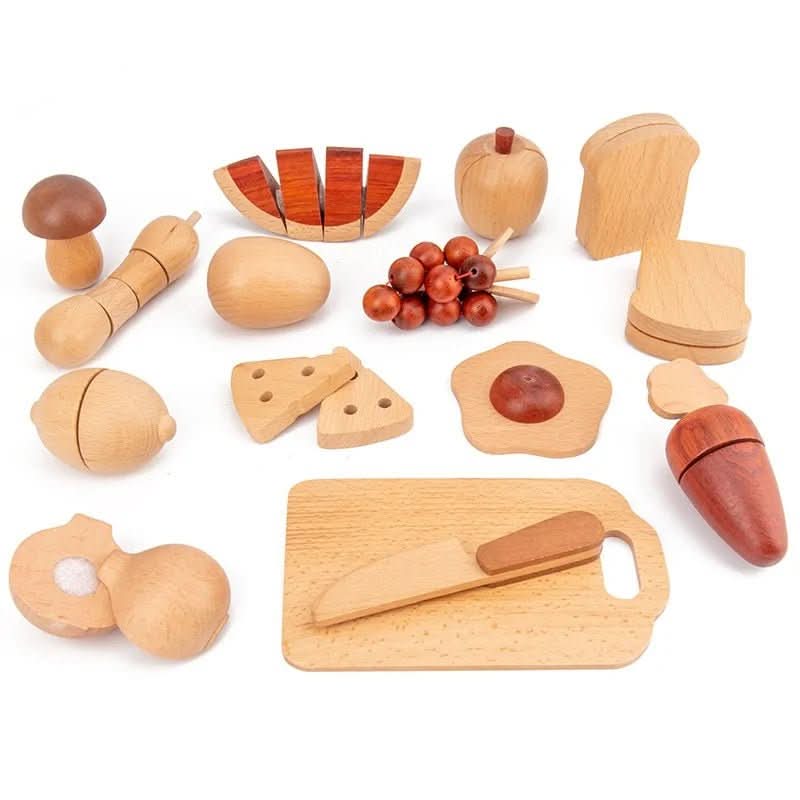 NaturePlay Wooden Kids Kitchen: Rustic Tree Trunk Role-Play Set