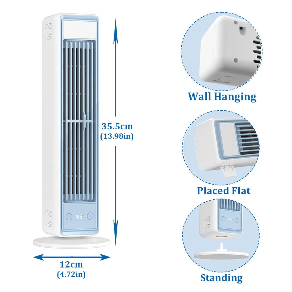 Compact Portable Fan with Air Conditioning | 3600mAh Battery | Remote | Adjustable Speed