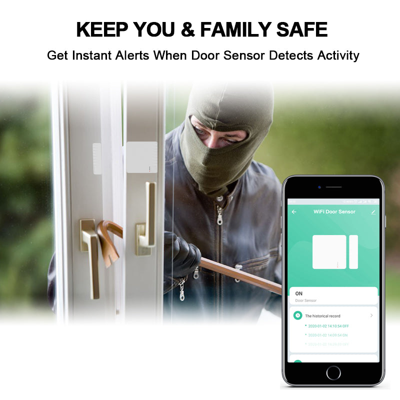 WiFi Door and Window Alarm Sensor for Home Security - Instant Notifications