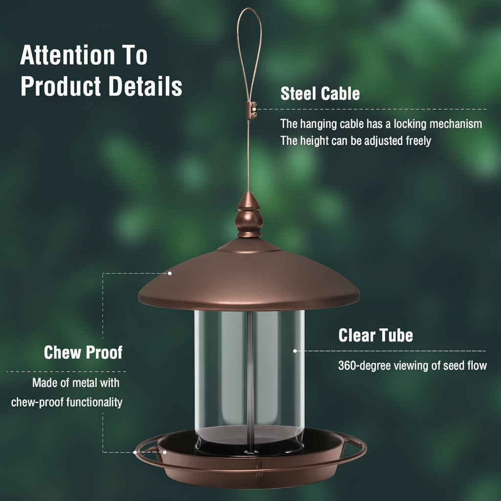 Reliable Avian Feeder Crafted from Durable Metal with Surrounding Perch
