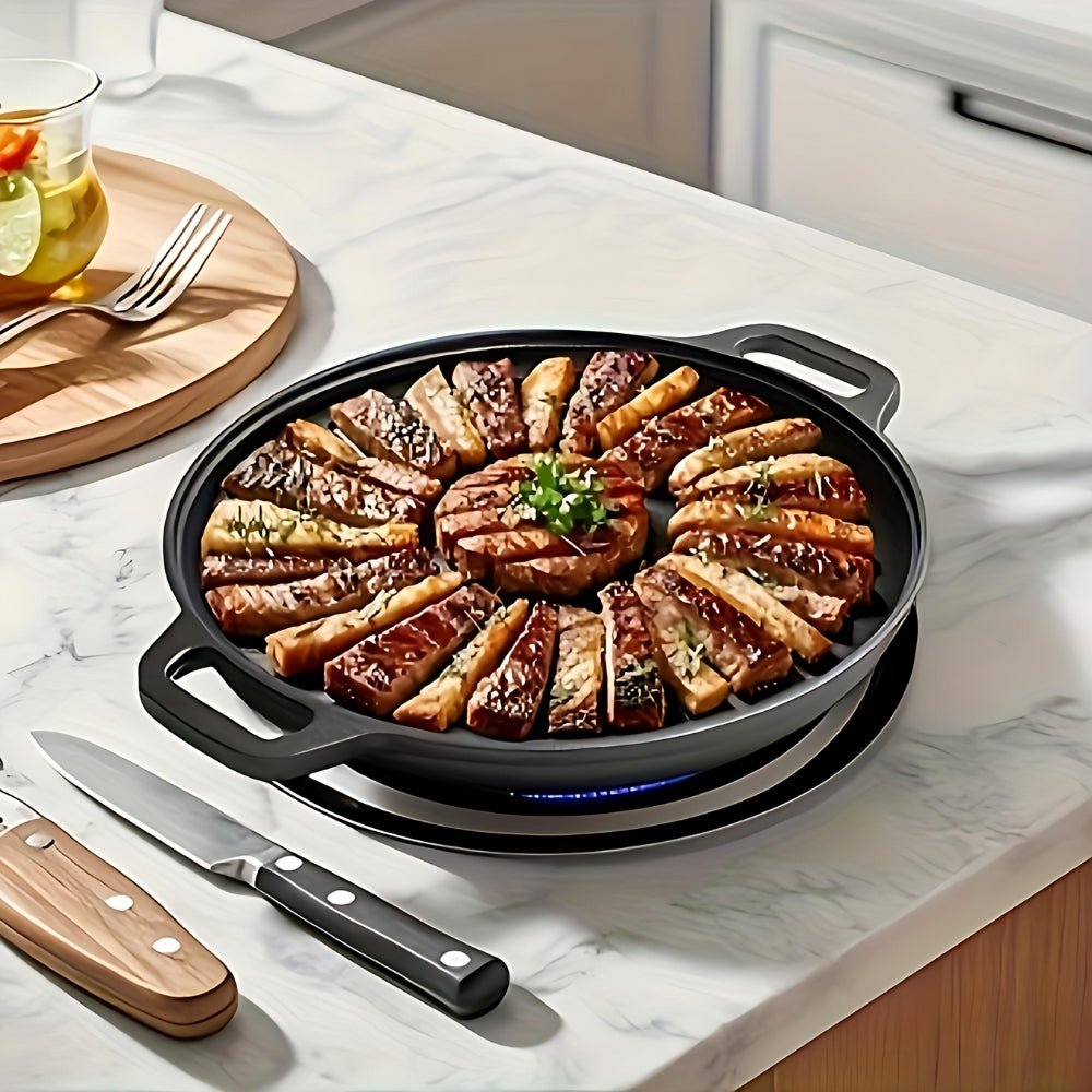 Balanced Double Handle Nonstick Cast Iron Griddle Pan