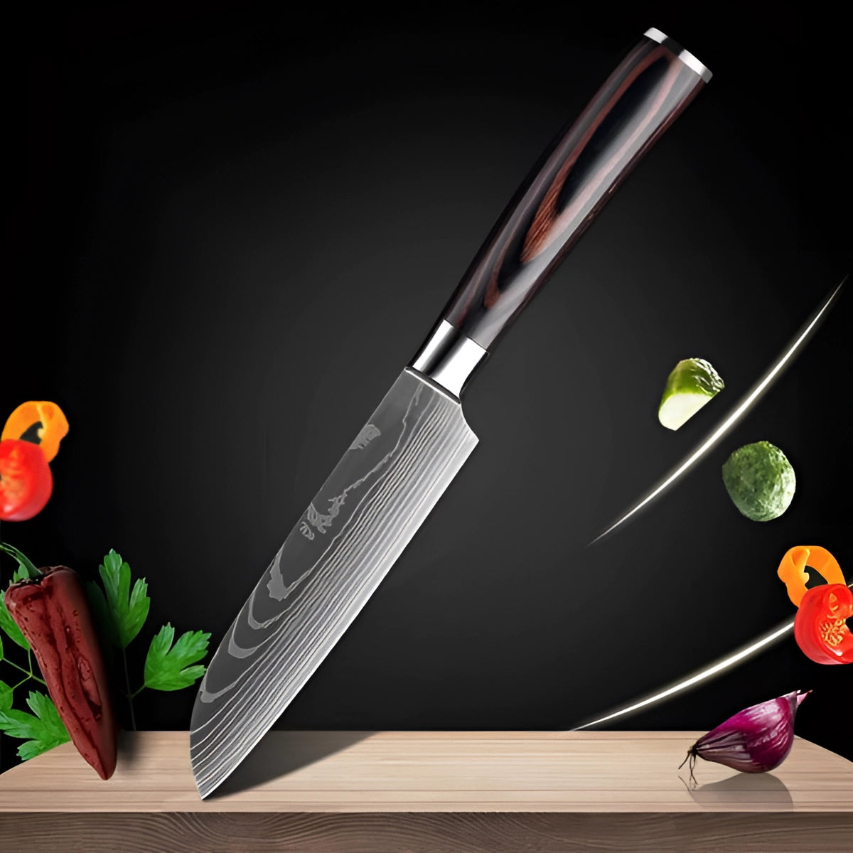 High-Carbon Stainless Steel Knife Set with Ergonomic Wooden Handles
