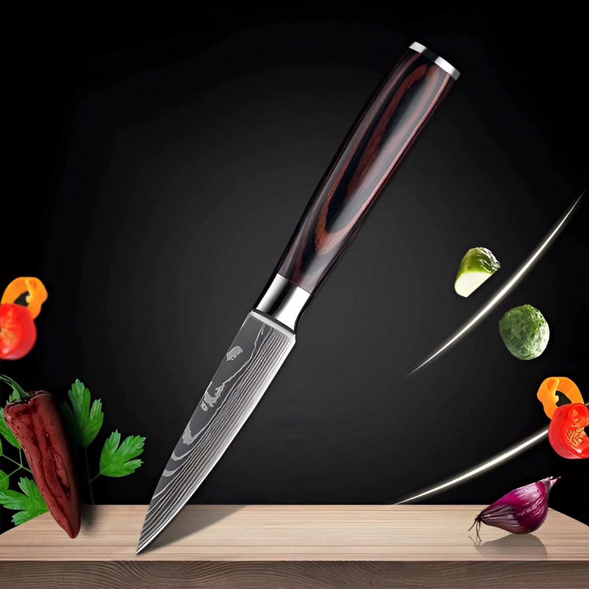 High-Carbon Stainless Steel Knife Set with Ergonomic Wooden Handles