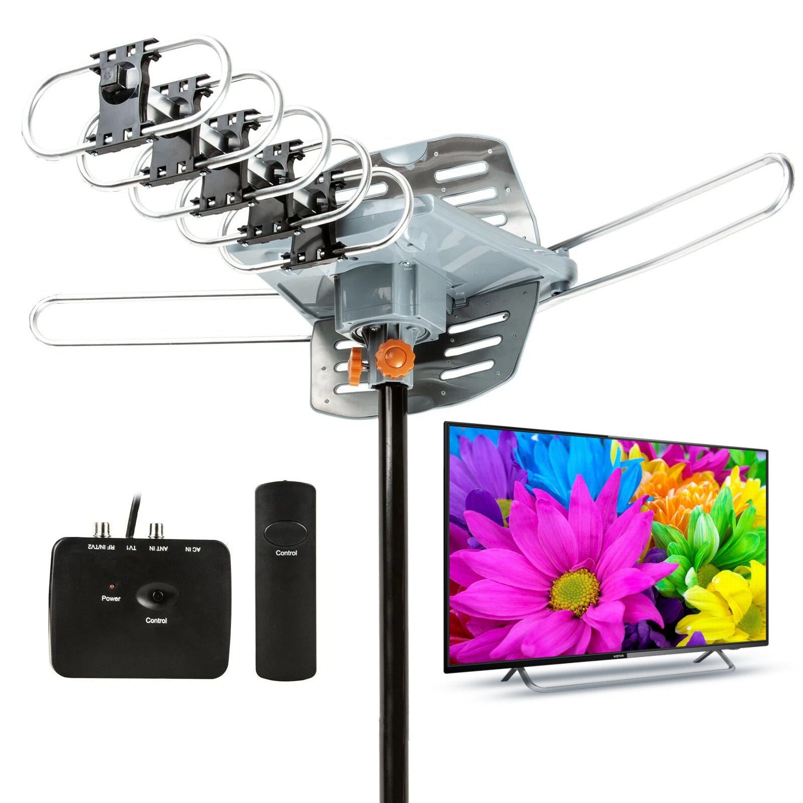 360-Degree Motorized TV Antenna with Remote Control for Clear Reception
