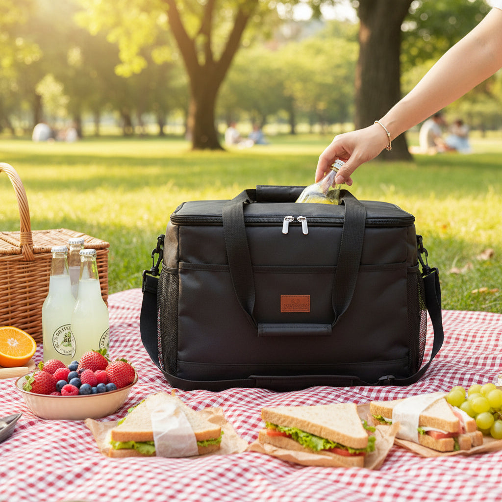 Waterproof Soft-Sided Cooler Tote – Spacious Lunch Bag for Travel & Picnics