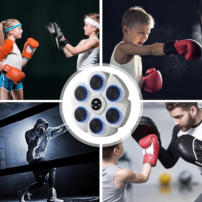 Wall-Mounted Fitness Trainer - Interactive Boxing Machine with Bluetooth, RGB, USB Rechargeable