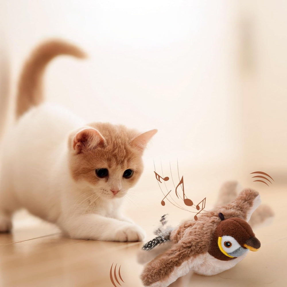Exciting Plush Bird Toy for Cats with Sound Activation