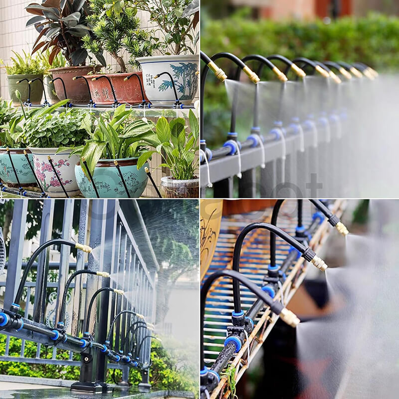 Adjustable 360° Nozzle Drip Irrigation System with Flexible Hose for Gardens