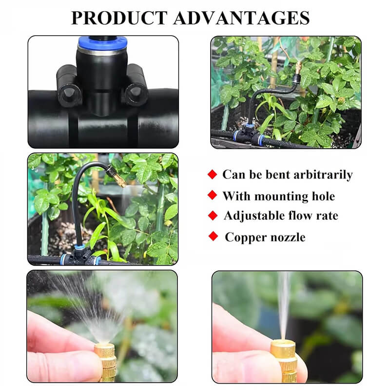 Adjustable 360° Nozzle Drip Irrigation System with Flexible Hose for Gardens
