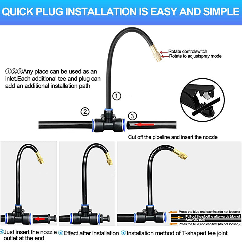 Adjustable 360° Nozzle Drip Irrigation System with Flexible Hose for Gardens