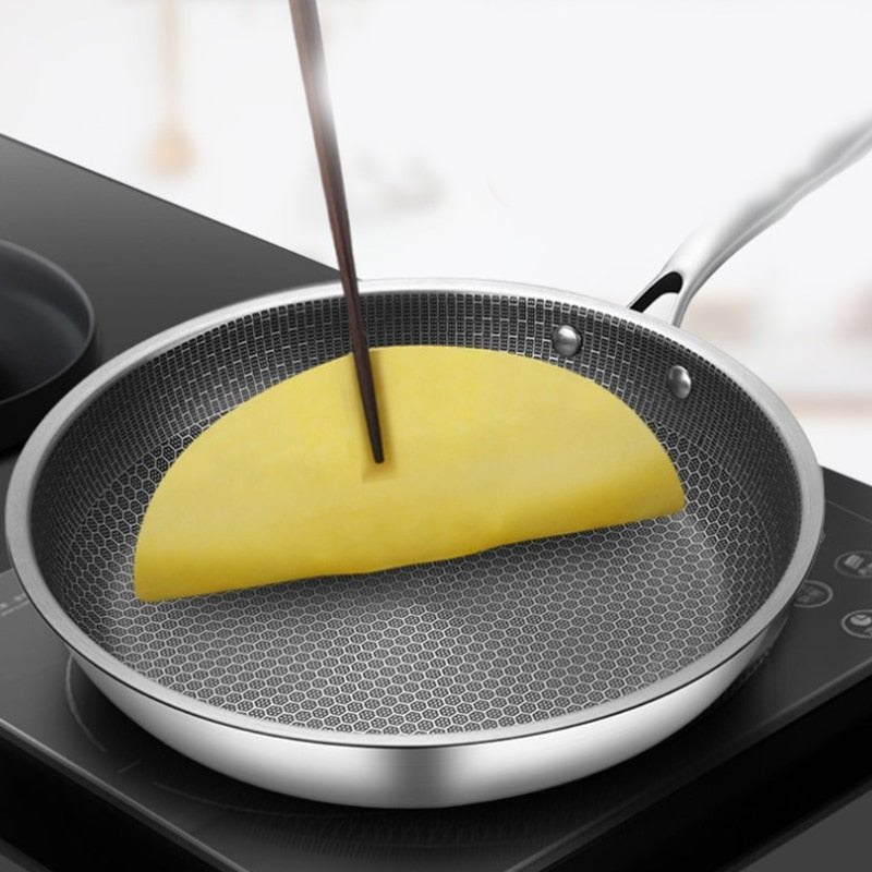 Non-Stick Coated Frying Pan in Stainless Steel for Easy Cooking
