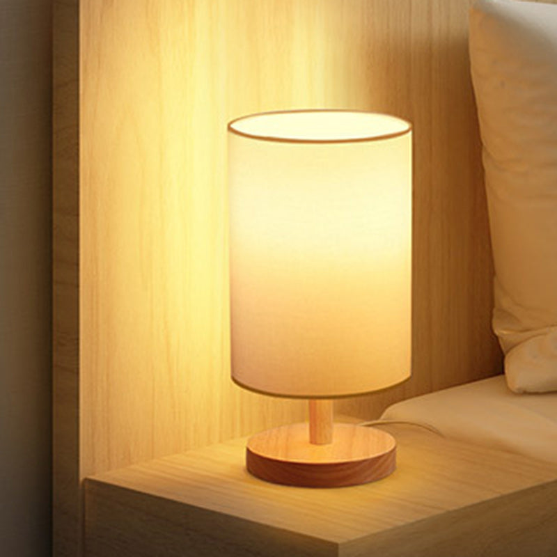 Charming Wooden Table Lamp with Soft Fabric Shade for Home