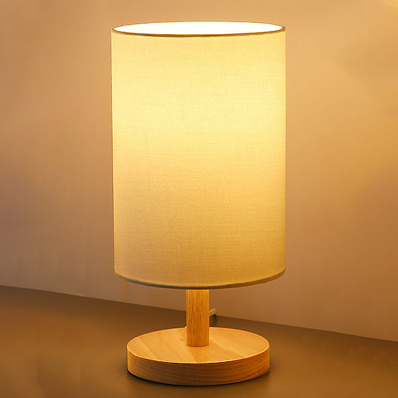 Charming Wooden Table Lamp with Soft Fabric Shade for Home