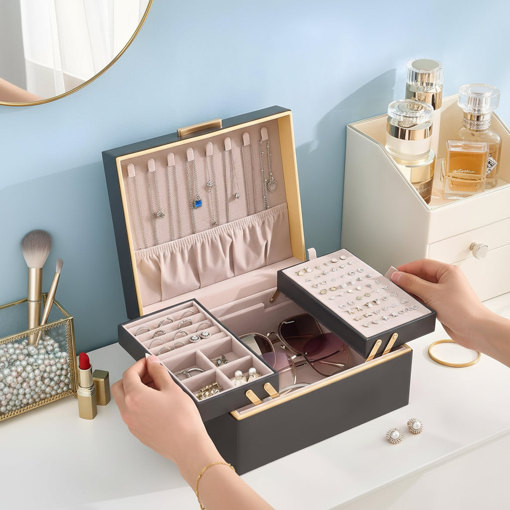 Elegant Dual-Layer Jewelry Organizer for Thoughtful Storage