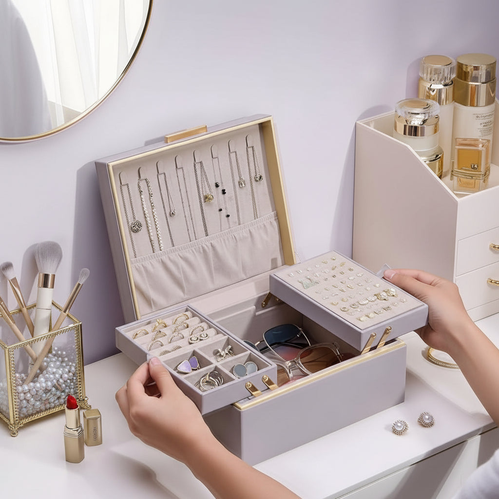 Elegant Dual-Layer Jewelry Organizer for Thoughtful Storage