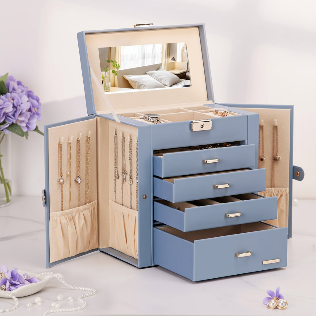 Elegant Jewelry Storage Box with Ample Drawers for Gifts
