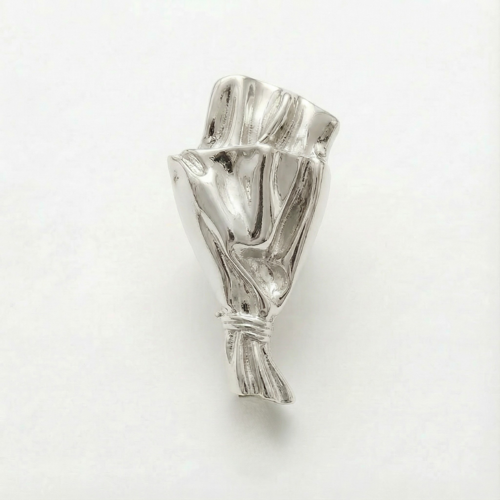 Brooch in Flower Vase Design for Fresh Stems with Narrow Opening