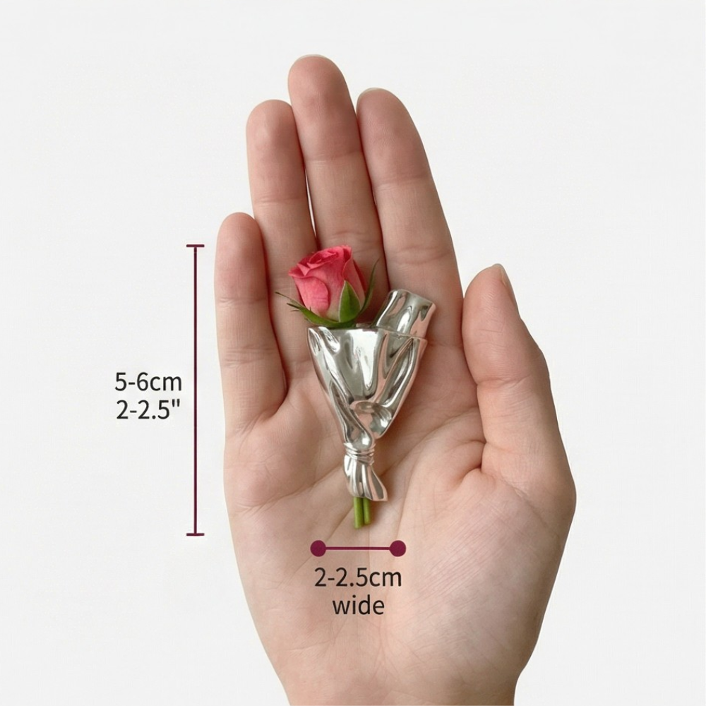 Brooch in Flower Vase Design for Fresh Stems with Narrow Opening
